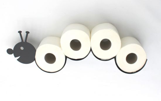 DanDiBo Toilettenpapierhalter Raupe WC Ersatzrollenhalter Wandmontage Schwarz Metall Papierhalter Rollenhalter