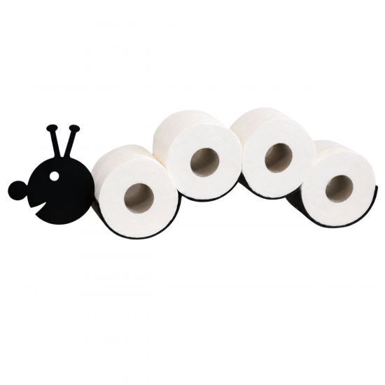 DanDiBo Toilet Paper Holder Black Metal Caterpillar Toilet Roll Holder Freestanding or Wall-Mounted WC Spare Roll Holder Paper Holder Toilet Paper Storage