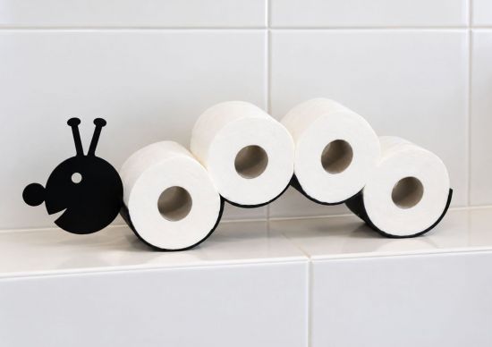 DanDiBo Toilet Paper Holder Black Metal Caterpillar Toilet Roll Holder Freestanding or Wall-Mounted WC Spare Roll Holder Paper Holder Toilet Paper Storage