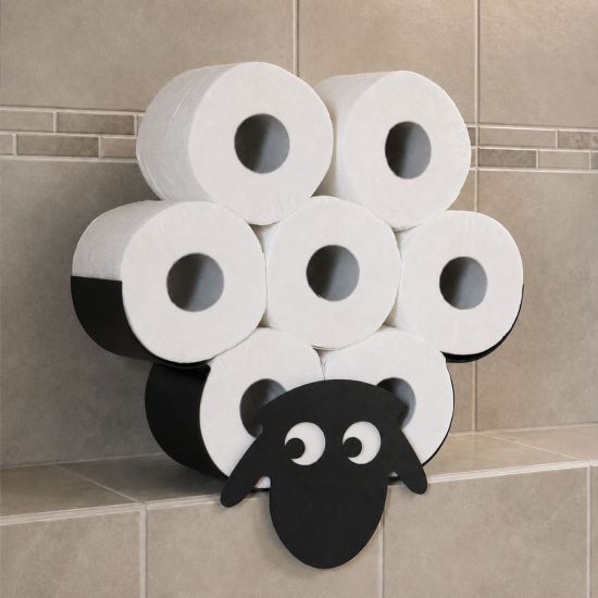 DanDiBo Toilet Paper Holder Black Metal Sheep Toilet Roll Holder Freestanding or Wall-Mounted Spare Roll Holder Paper Holder Roll Storage Toilet Paper Storage