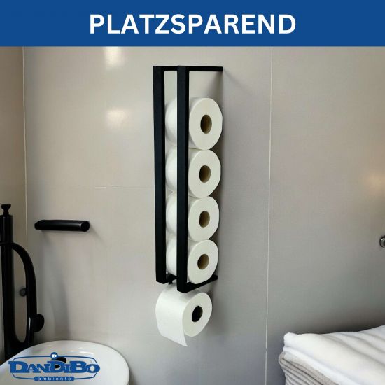 DanDiBo Toilettenpapierhalter Schwarz Wand Metall 96610 Toilettenpapier Aufbewahrung Klopapierhalter Toilettenrollenhalter WC Rollenhalter Ersatzrollenhalter