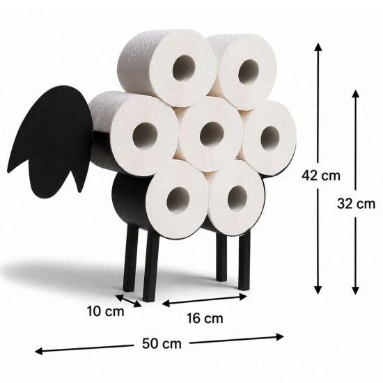 DanDiBo Freestanding Toilet Paper Holder Black Metal 93848 Sheep Toilet Roll Holder WC Roll Stand Freestanding Toilet Paper Storage