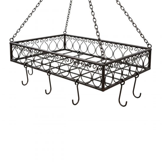 Preview: DanDiBo Topfhänger Deckenregal Hängekorb Braun Cocina 65 cm Hängeregal Wurstkrone Korb Küche Regal Küchenkrone