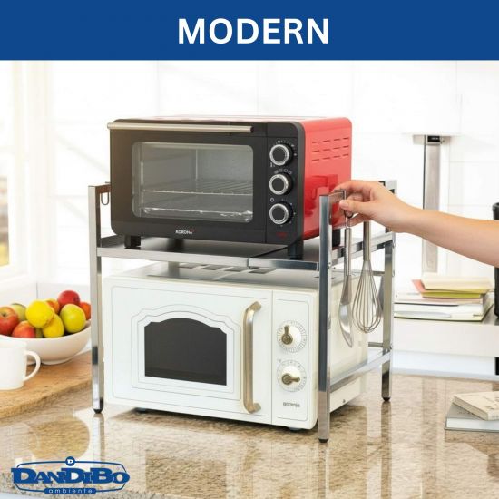 DanDiBo Verstellbares Küchenregal Edelstahl für Arbeitsplatte Stehend 2 Stufig 40-64 cm Regal Küche 96685 Standregal