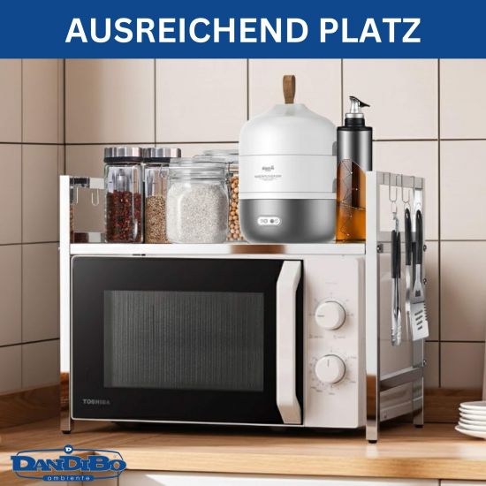 DanDiBo Verstellbares Küchenregal Edelstahl für Arbeitsplatte Stehend 2 Stufig 40-64 cm Regal Küche 96685 Standregal