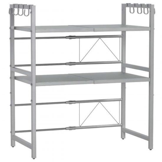 DanDiBo Verstellbares Küchenregal Edelstahl für Arbeitsplatte Stehend 3 Stufig 40-64 cm Regal Küche 96686 Standregal