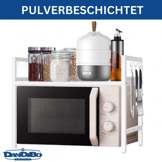 DanDiBo Verstellbares Küchenregal Weiß für Arbeitsplatte Stehend 2 Stufig 40-64 cm Regal Küche 96683 Standregal