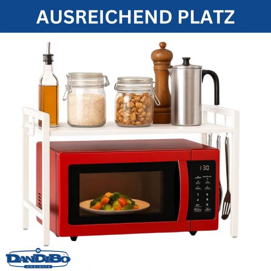 DanDiBo Verstellbares Küchenregal Weiß für Arbeitsplatte Stehend 2 Stufig 40-64 cm Regal Küche 96683 Standregal