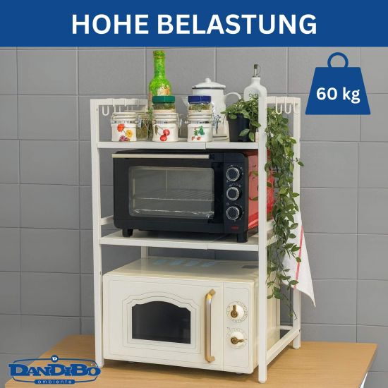 Preview: DanDiBo Adjustable Microwave Shelf 3-Tier 40-64 cm Microwave Stand 96684 Freestanding Microwave Rack Kitchen Shelf