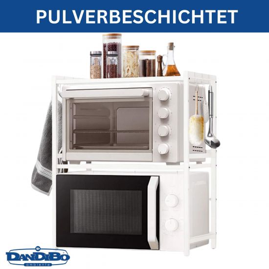 DanDiBo Verstellbares Küchenregal Weiß für Arbeitsplatte Stehend 3 Stufig 40-64 cm Regal Küche 96684 Standregal