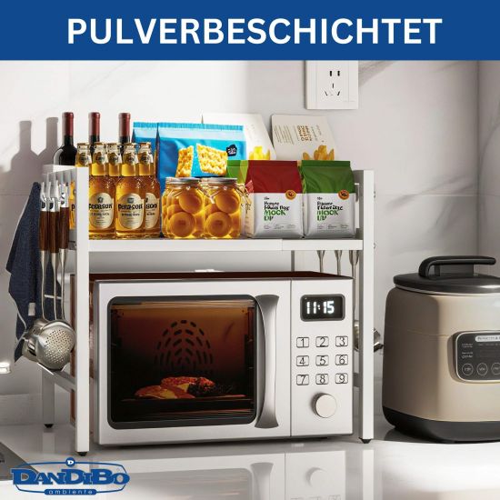 DanDiBo Verstellbares Mikrowellenregal Weiß 2 Stufig 40-64 cm Mikrowellen Regal 96683 Stehend Mikrowellenständer Küchenregal - Kopie