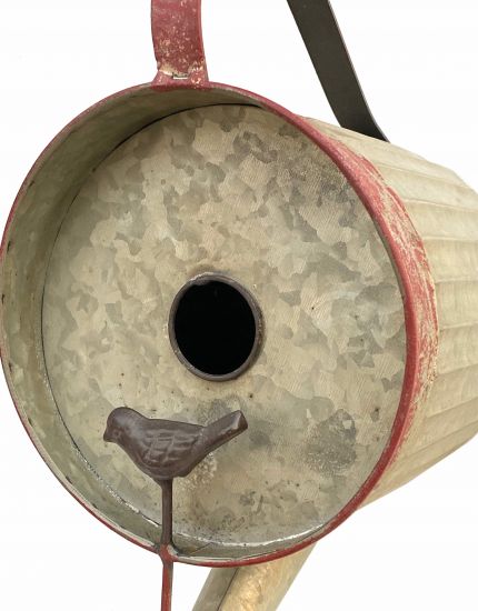 DanDiBo Vogelhaus zum Aufhängen Metall Deko Gießkanne wetterfest 501138 Nistkasten 40 cm Futterstation für Vögel Shabby Metallkanne Kanne Balkon