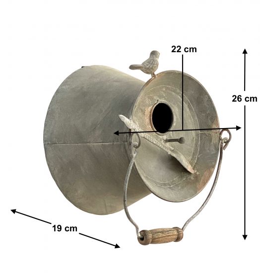 DanDiBo bird house to hang up metal decorative pot bucket weatherproof 481997 nesting box feeding station for birds shabby metal bucket tub balcony