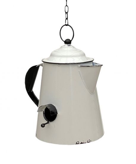 DanDiBo Vogelhaus zum Aufhängen Metall Deko Kaffeekanne wetterfest 521864 Nistkasten Teekanne Futterstation für Vögel Shabby mit Kette Metallkanne Kanne Balkon