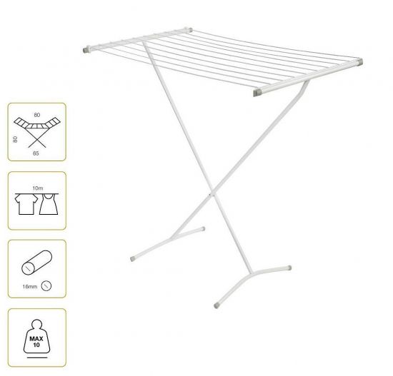 DanDiBo Bath drying rack Stand dryer White 93874 Foldable Narrow Metal without wings without castors Space-saving Foldable