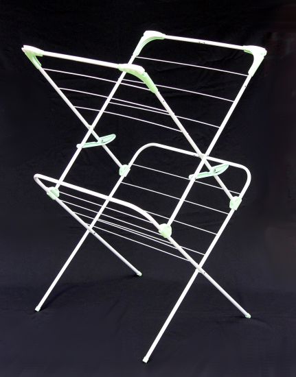 DanDiBo Clothes horse tower foldable 2 levels Stand dryer 93919 Clothes dryer Clothes tower Foldable Narrow Metal without castors Space-saving Foldable