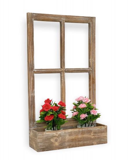 DanDiBo wall flower holder window 70 cm wooden flower box wall rack flower stand brown 461080 flower rack shelf