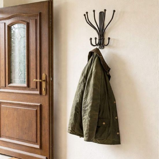 Preview: DanDiBo Wandgaderobe Halbrund Wand Metall Schwarz Steve 25 cm Gaderobe Kleiderhaken Gaderobenhaken Hakenleiste Flugaderobe Haken