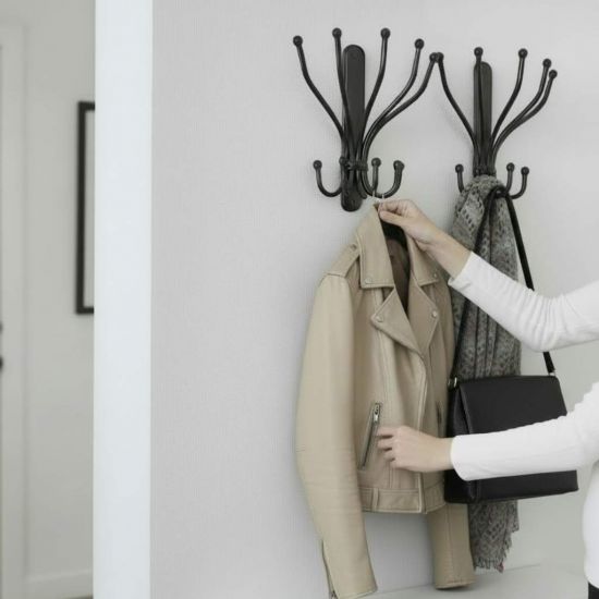 DanDiBo Wandgaderobe Halbrund Wand Metall Schwarz Steve 25 cm Gaderobe Kleiderhaken Gaderobenhaken Hakenleiste Flugaderobe Haken