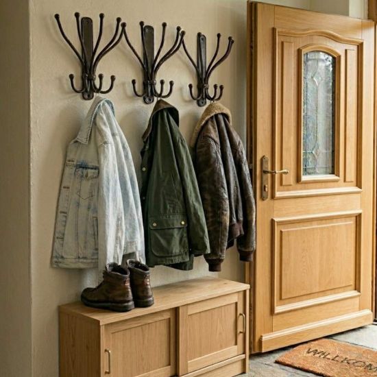 DanDiBo Wandgaderobe Halbrund Wand Metall Schwarz Steve 25 cm Gaderobe Kleiderhaken Gaderobenhaken Hakenleiste Flugaderobe Haken