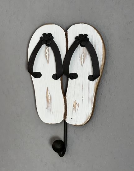 Wandgarderobe Sandalen Holz Metall Weiß Handtuchhalter MR82 Garderobenhaken Garderobe Wand Handtuchhaken Vintage Einzeln