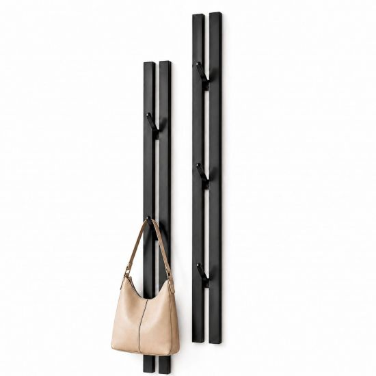 DanDiBo Wandgarderobe Schwarz Metall 2er Set Modern 96779 Garderobe Wand mit Haken Garderobenleiste Hakenleiste Garderobenhaken