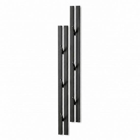 DanDiBo Wandgarderobe Schwarz Metall 2er Set Modern 96779 Garderobe Wand mit Haken Garderobenleiste Hakenleiste Garderobenhaken
