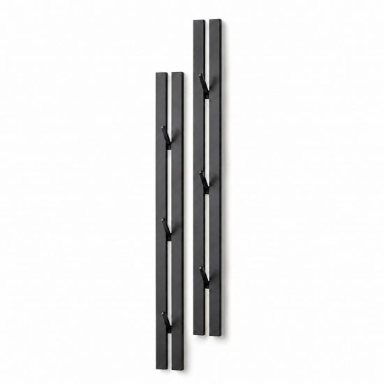 Preview: DanDiBo Wandgarderobe Schwarz Metall 2er Set Modern 96779 Garderobe Wand mit Haken Garderobenleiste Hakenleiste Garderobenhaken