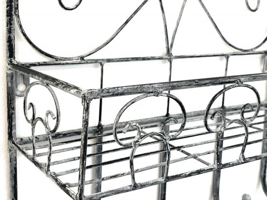 DanDiBo Küchenregal Wand Hängend Wandregal Metall 96010 Garderobe 41 cm Küche Handtuchhalter Küchenwandregal Grau Badregal 5 Haken