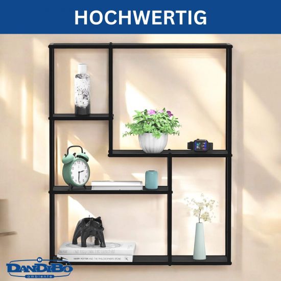 DanDiBo Wandregal Schwarz Metall 90x75x20 cm 96635 Regal Wand Hängeregal Wandmontage Modern