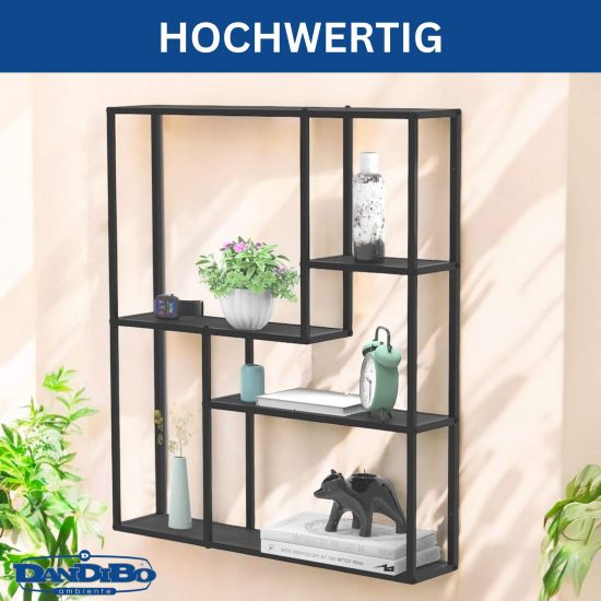 DanDiBo Wandregal Schwarz Metall 90x75x20 cm 96635 Regal Wand Hängeregal Wandmontage Modern