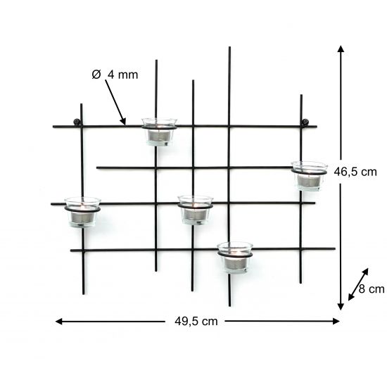 DanDiBo Wandteelichthalter Metall Leuchter 5XXL Wandkerzenhalter 50 cm Teelichthalter Wand Kerzenhalter Wanddeko