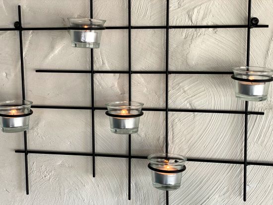 DanDiBo Wandteelichthalter Metall Leuchter 5XXL Wandkerzenhalter 50 cm Teelichthalter Wand Kerzenhalter Wanddeko