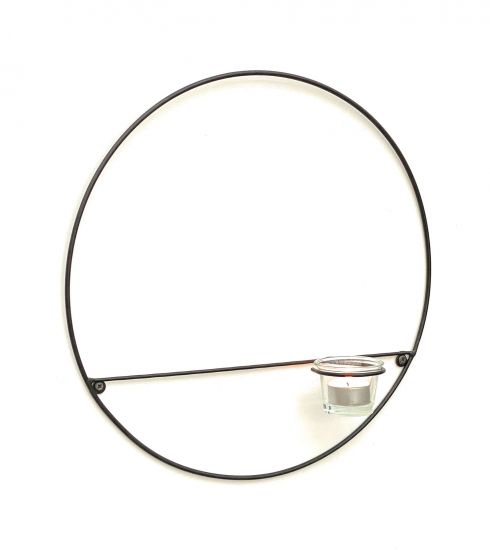 DanDiBo Wandteelichthalter Rund Ø 36 cm Wandkerzenhalter Metall Schwarz Teelichthalter Teelicht Wandleuchter Schmiedeeisen