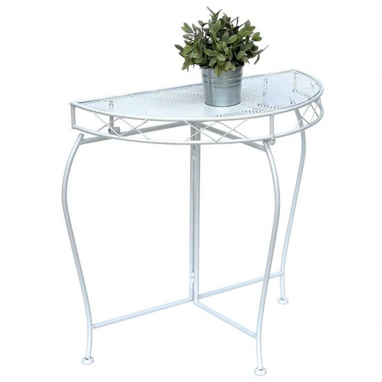 DanDiBo Wall Table Semi-Round 90 cm Hallway Table Console Table Metal White Half Table Side Table Wall Vintage Antique
