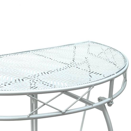 Preview: DanDiBo Wall Table Semi-Round 90 cm Hallway Table Console Table Metal White Half Table Side Table Wall Vintage Antique