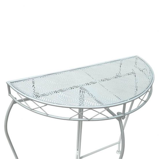 DanDiBo Wall Table Semi-Round 90 cm Hallway Table Console Table Metal White Half Table Side Table Wall Vintage Antique