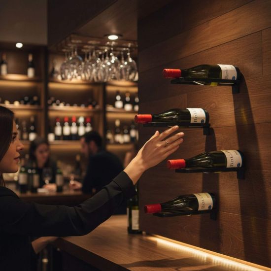 DanDiBo Wall-Mounted Wine Rack Metal Black 3-Piece Set Wine Bottle Holder 96714 Wine Holder Bottle Rack Bottle Holder