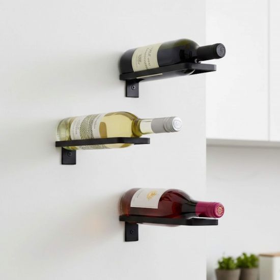DanDiBo Wall-Mounted Wine Rack Metal Black 3-Piece Set Wine Bottle Holder 96714 Wine Holder Bottle Rack Bottle Holder