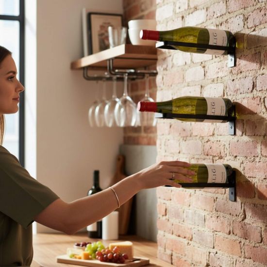 Preview: DanDiBo Weinregal Wand Metall Schwarz 3er Set Weinflaschenhalter 96714 Weinhalter Flaschenregal Flaschenhalter