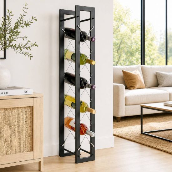 DanDiBo Wine Rack Bottle Rack Freestanding Pit 100 cm Black Metal Wine Stand Wine Bottle Holder Slim Wine Rack Bottle Holder