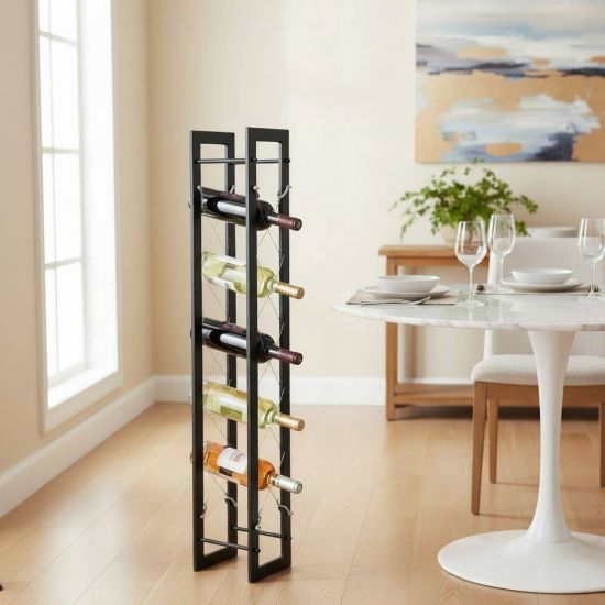 DanDiBo Wine Rack Bottle Rack Freestanding Pit 100 cm Black Metal Wine Stand Wine Bottle Holder Slim Wine Rack Bottle Holder