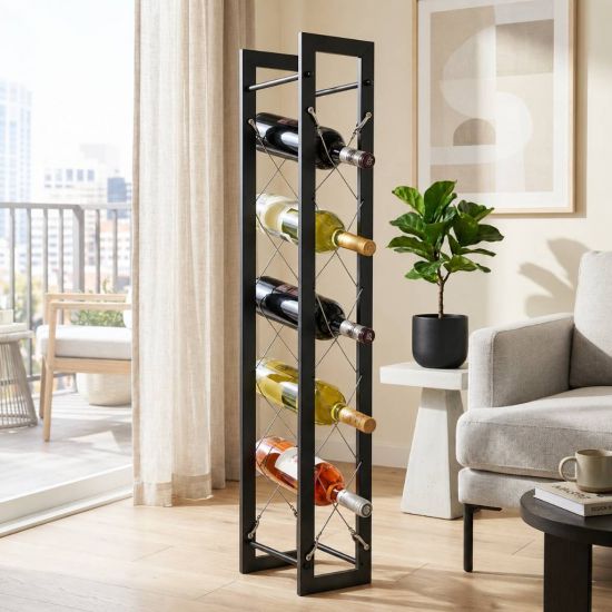 DanDiBo Wine Rack Bottle Rack Freestanding Pit 100 cm Black Metal Wine Stand Wine Bottle Holder Slim Wine Rack Bottle Holder