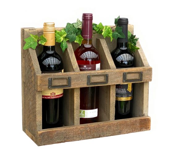 DanDiBo Weinregal Flaschenregal Holz Küchenregal Küche Braun 30 cm Wand für 3 Flaschen 707 Wandregal Flaschenhalter