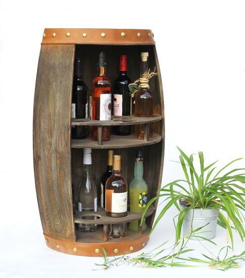 DanDiBo Weinregal Holz Weinfass Braun Halbrund 83 cm 9001-R Bar Flaschenregal Flaschenständer XL Fass Holzfass Weinschrank