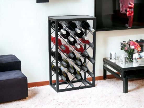 DanDiBo Wine rack Metal Black Standing 96434 Bottle rack 68 cm Wine holder Bottle holder Modern for 20 bottles
