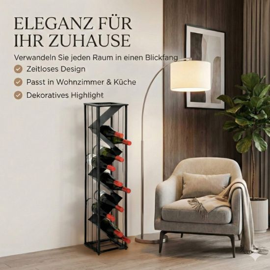 DanDiBo Weinregal Metall Schwarz Stehend 96693 Flaschenregal Weinständer Flaschenhalter Schmal Modern