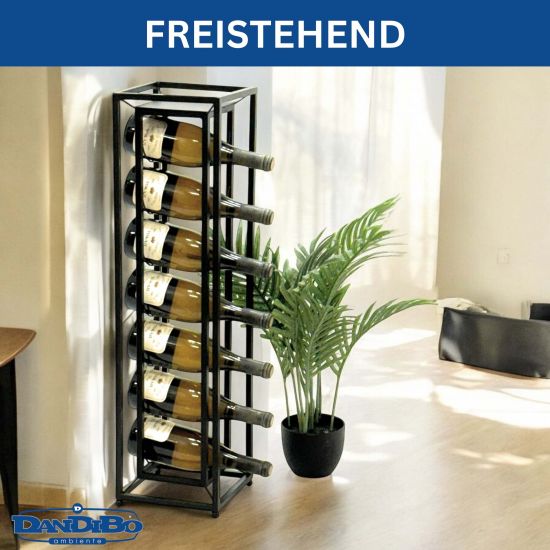 DanDiBo Weinregal Metall Schwarz Stehend Diamant 80 cm 96621 Flaschenregal Weinständer Flaschenhalter Schmal Modern