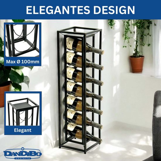 DanDiBo Weinregal Metall Schwarz Stehend Diamant 80 cm 96621 Flaschenregal Weinständer Flaschenhalter Schmal Modern