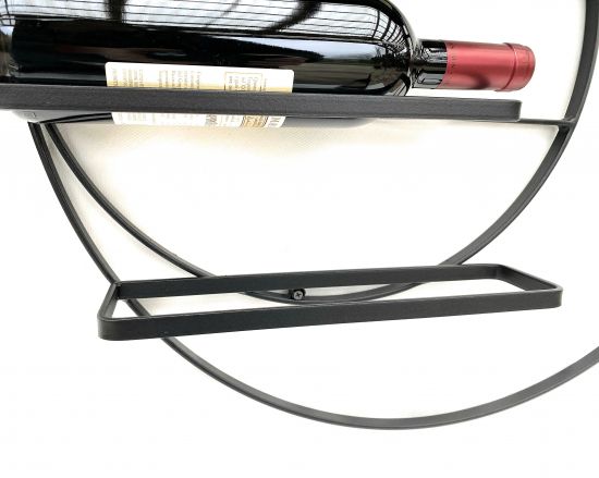 DanDiBo Weinregal Metall Wand 55 cm Schwarz Largo Rund Flaschenregal 96213 Flaschenhalter Wandmontage Modern Wandhalter Wandregal für 4 Flaschen